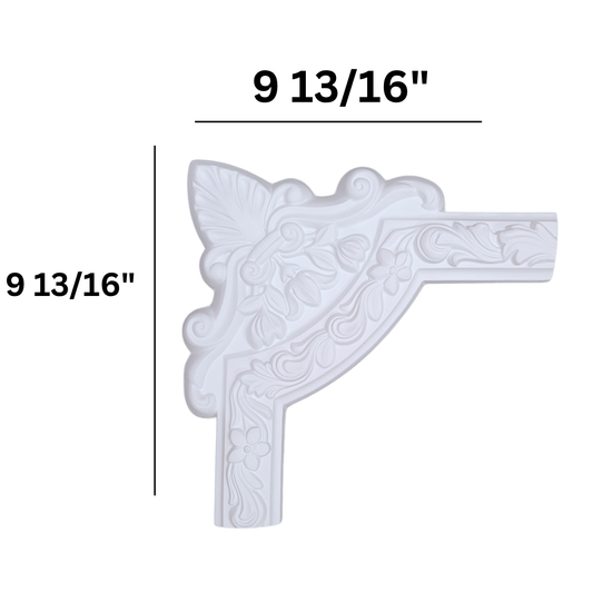 Rococo Style Floral and Foliage Corner Scroll Accent